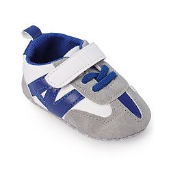Cute Walk by Babyhug Booties with Velcro Closure - Blue & Grey