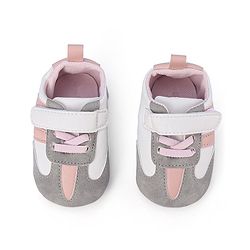 Cute Walk by Babyhug Booties with Velcro Closure - Pink & Grey