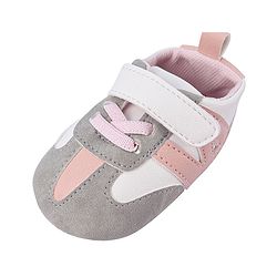 Cute Walk by Babyhug Booties with Velcro Closure - Pink & Grey