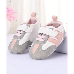 Cute Walk by Babyhug Booties with Velcro Closure - Blue & Grey