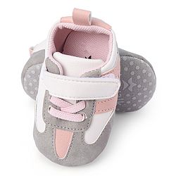Cute Walk by Babyhug Booties with Velcro Closure - Blue & Grey