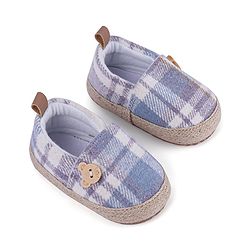 Cute Walk by Babyhug Checker Bear Applique Slip On Booties - Blue