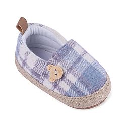 Cute Walk by Babyhug Checker Bear Applique Slip On Booties - Blue