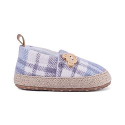 Cute Walk by Babyhug Checker Bear Applique Slip On Booties - Blue