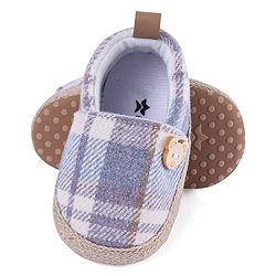 Cute Walk by Babyhug Checker Bear Applique Slip On Booties - Blue