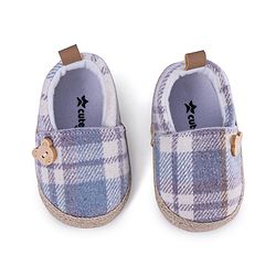 Cute Walk by Babyhug Checker Bear Applique Slip On Booties - Blue