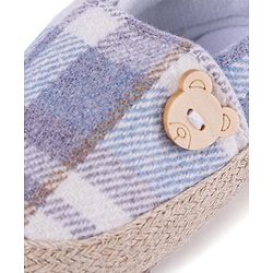 Cute Walk by Babyhug Checker Bear Applique Slip On Booties - Blue