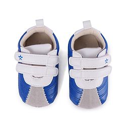 Cute Walk by Babyhug Colour Blocked Double Velcro Closure Booties - Blue
