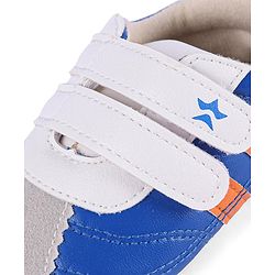 Cute Walk by Babyhug Colour Blocked Double Velcro Closure Booties - Blue