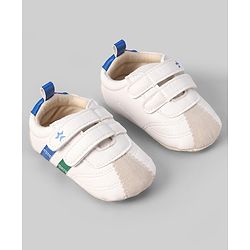 Cute Walk by Babyhug Colour Blocked Double Velcro Closure Booties - Blue