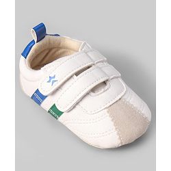 Cute Walk by Babyhug Colour Blocked Double Velcro Closure Booties - Blue