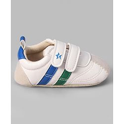 Cute Walk by Babyhug Colour Blocked Double Velcro Closure Booties - Blue