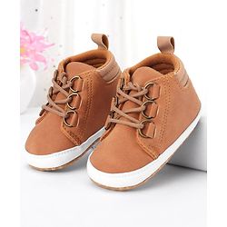 Cute Walk by Babyhug Lace Up Solid Booties - Brown