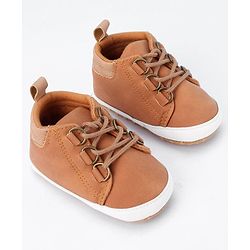 Cute Walk by Babyhug Lace Up Solid Booties - Brown