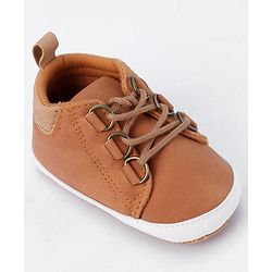 Cute Walk by Babyhug Lace Up Solid Booties - Brown