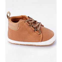 Cute Walk by Babyhug Lace Up Solid Booties - Brown