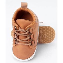 Cute Walk by Babyhug Lace Up Solid Booties - Brown