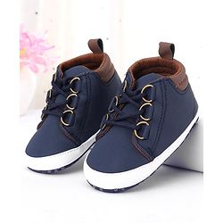 Cute Walk by Babyhug Lace Up Solid Booties - Dark Blue