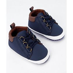 Cute Walk by Babyhug Lace Up Solid Booties - Dark Blue