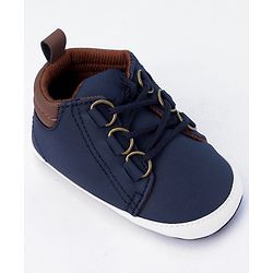 Cute Walk by Babyhug Lace Up Solid Booties - Dark Blue