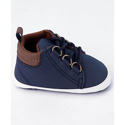 Cute Walk by Babyhug Lace Up Solid Booties - Dark Blue