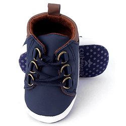 Cute Walk by Babyhug Lace Up Solid Booties - Dark Blue