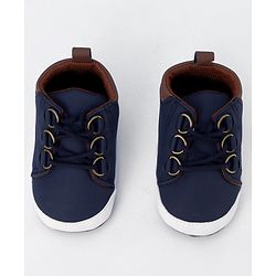 Cute Walk by Babyhug Lace Up Solid Booties - Dark Blue