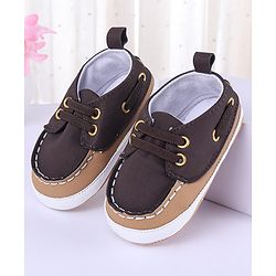 Cute Walk by Babyhug Slip On Booties with Lace Detailing - Coffee Brown