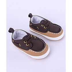 Cute Walk by Babyhug Slip On Booties with Lace Detailing - Coffee Brown
