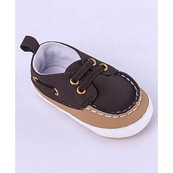 Cute Walk by Babyhug Slip On Booties with Lace Detailing - Coffee Brown