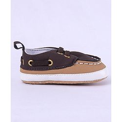 Cute Walk by Babyhug Slip On Booties with Lace Detailing - Coffee Brown