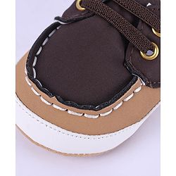 Cute Walk by Babyhug Slip On Booties with Lace Detailing - Coffee Brown