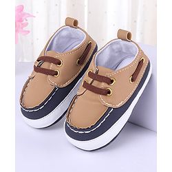 Cute Walk by Babyhug Slip On Booties with Lace Detailing - Coffee Brown