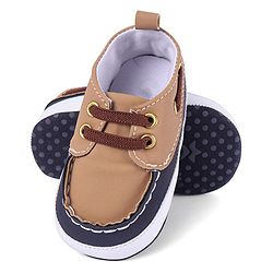 Cute Walk by Babyhug Slip On Booties with Lace Detailing - Coffee Brown