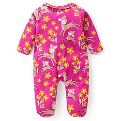 Babyhug Cotton Knit Full Sleeves Sleep Suit Floral & Deer Print Pack of 2 -Yellow & Pink