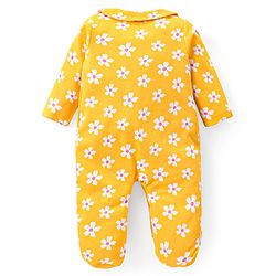 Babyhug Cotton Knit Full Sleeves Sleep Suit Floral & Deer Print Pack of 2 -Yellow & Pink