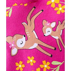 Babyhug Cotton Knit Full Sleeves Sleep Suit Floral & Deer Print Pack of 2 -Yellow & Pink