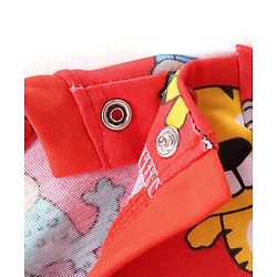 Babyhug Cotton Knit Full Sleeves Night Suit with Tiger & Panda Print - Red