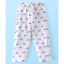 Babyhug Cotton Knit Full Sleeves Night Suit with Vehicle Print - Melange