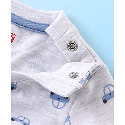 Babyhug Cotton Knit Full Sleeves Night Suit with Vehicle Print - Melange