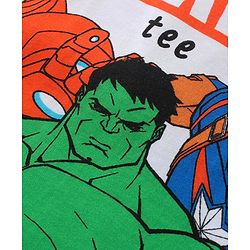 Babyhug Marvel Single Jersey Knit T-Shirt & Shorts Set With Avengers Graphic and Badge Detailing - Multicolour