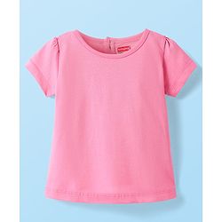 Babyhug Woven Half Sleeves Embroidered Stars Frock with T-Shirt - White & Pink