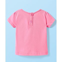 Babyhug Woven Half Sleeves Embroidered Stars Frock with T-Shirt - White & Pink