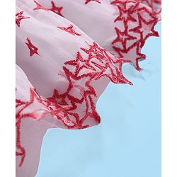 Babyhug Woven Half Sleeves Embroidered Stars Frock with T-Shirt - White & Pink