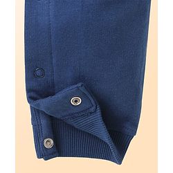 Babyhug Single Jersey Knit Dungaree & Full Sleeves T-Shirt With Teddy Bear Print - Navy Blue