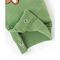 Babyhug Cotton Single Jersey Knit Full Sleeves Striped T-Shirt & Dungaree Set With Animal Print - Green