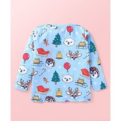 Babyhug Single Jersey Knit Full Sleeves Animal Printed T-Shirt & Dungaree - Navy Blue