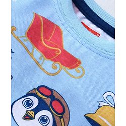 Babyhug Single Jersey Knit Full Sleeves Animal Printed T-Shirt & Dungaree - Navy Blue
