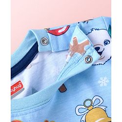 Babyhug Single Jersey Knit Full Sleeves Animal Printed T-Shirt & Dungaree - Navy Blue