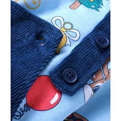 Babyhug Single Jersey Knit Full Sleeves Animal Printed T-Shirt & Dungaree - Navy Blue
